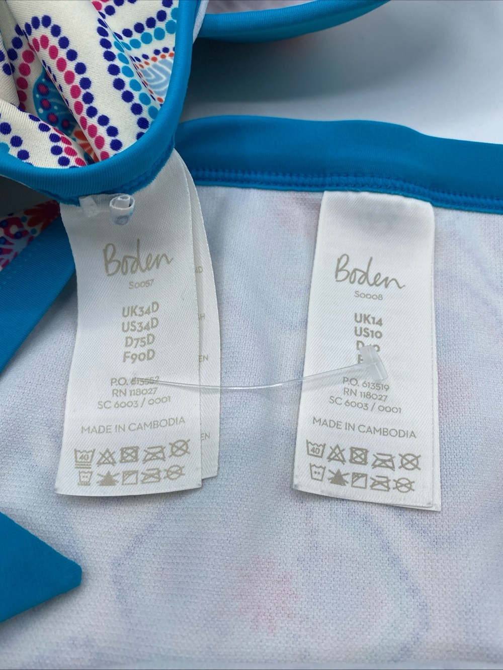 Boden Tankini Swimsuit Swim Holiday Tile Ivory Underwire 34D Bottoms 10 Summer - Picture 6 of 6